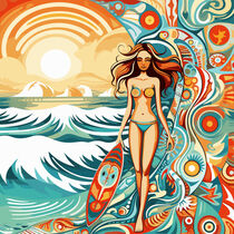 California Retro Surfer Girl by Frank Daske