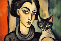 Zwei Katzen - Portrait inspiriert vom Deutschen Expressionismus von Frank Daske