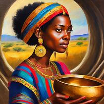 Tansanische Frau mit Kupferschale