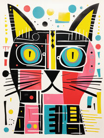 'Abstrakt-Optimistisches Katzenportrait für die gute Laune' von Frank Daske