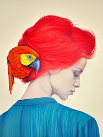 'Rote Lena mit Ara Rudi | Red Lena with Macaw Rudi' von Frank Daske