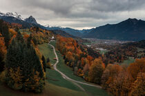 Bavarian Alps panorama with church of Wamberg during autumn  by Bastian Linder