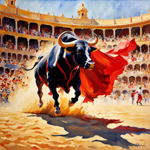 The last charge of a fighting bull. von Luigi Petro