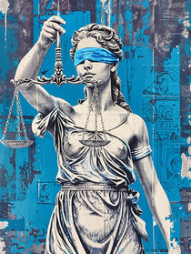 Justitia mit Waage und Augenbinde | Justitia with scales and blindfold | Pop Art Poster von Frank Daske