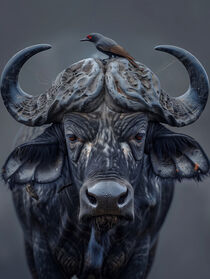Afrikanischer Büffel mit Madenhacker | African Buffalo and Oxpecker von Frank Daske