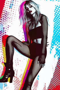 Fishnet Leggings Lady Pop Art by Frank Daske