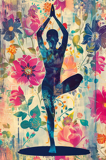 Retro Yoga Poster mit Blumen | Retro Yoga Poster with Flowers by Frank Daske