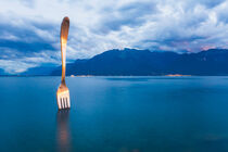 Kunstwerk La Fourchette in Vevey am Genfersee in der Schweiz von dieterich-fotografie
