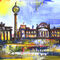 'Berlin Skyline mit Reichstag - abstraktes Stadt Bild in Acryl blau gelb grau' by alexandra-brehm