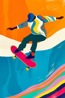 Venice Beach Skatepark - Los Angeles in Retro Neon Farben by Frank Daske