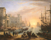 Sea Port at Sunset by Claude Lorrain
