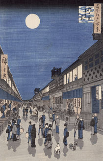 Night time view of Saruwaka Street by Ando or Utagawa Hiroshige