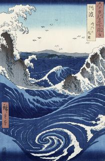 View of the Naruto whirlpools at Awa by Ando or Utagawa Hiroshige