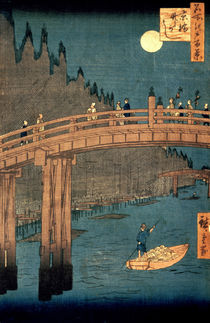 Kyoto bridge by moonlight by Ando or Utagawa Hiroshige