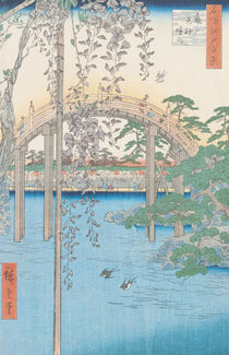 The Bridge with Wisteria or Kameido Tenjin Keidai by Ando or Utagawa Hiroshige