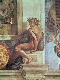 Ignudo from the Sistine Ceiling  by Michelangelo Buonarroti