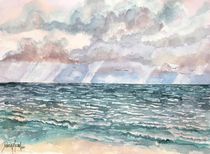 lavender sky seascape beach painting von Derek McCrea