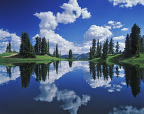 Alpine lake reflecting sky and clouds, Gunnison National Forest, Colorado by Danita Delimont