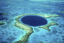 Aerial view of Blue Hole, Lighthouse Reef, Belize, Central America. by Danita Delimont