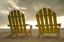 Lounge chair on beach facing Caribbean Sea, Placencia, Stann Creek District von Danita Delimont