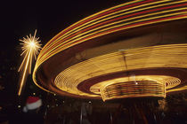 North America, USA, Washington, Seattle.  Christmas star and carousel at night von Danita Delimont