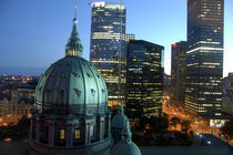 Canada, Quebec, Montreal. Downtown Montreal at night by Danita Delimont