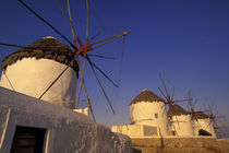 Europe, Greece, Cyclades Islands, Mykonos Mykonos windmills, sunrise von Danita Delimont