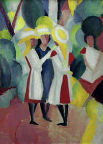 A.Macke, Drei Maedchen mit gelben ... von klassik art