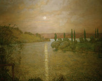 Hans Thoma, Sonnenuntergang am Rhein by klassik art