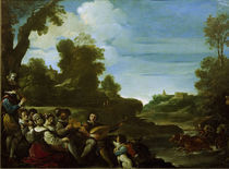 Guercino, Landschaft mit Musizierenden von klassik art