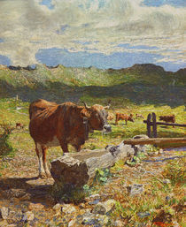 G.Segantini, Braune Kuh an der Traenke by klassik art