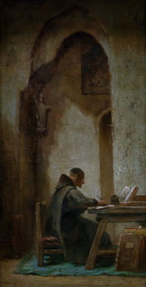 C.Spitzweg, Studierender Moench by klassik art