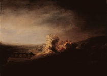 Rembrandt/ Landschaft mit Bogenbruecke von klassik art