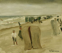 Max Liebermann, Strand mit Strandkoerben von klassik art