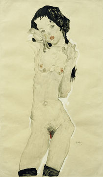 E.Schiele, Schwarzhaariger Maedchenakt by klassik art