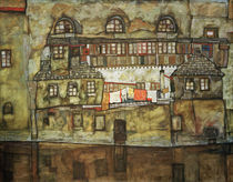 Egon Schiele, Hauswand am Fluss by klassik art