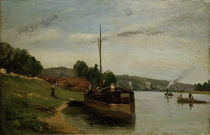 Camille Pissarro,Lastkaehne auf der Seine by klassik art