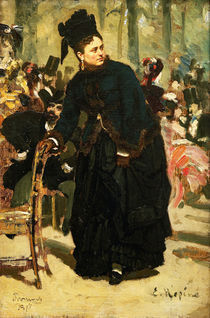 Ilja Repin, Dame auf Stuhllehne stuetzend by klassik art