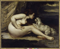 G.Courbet, Frauenakt mit Hund by klassik art