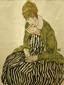 Egon Schiele, Edith Schiele in gestreift von klassik art