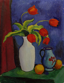 August Macke, Rote Tulpen in weisser Vase by klassik art