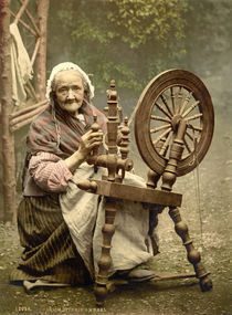 Irin am Spinnrad / Photochrom von klassik art