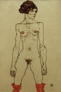 Egon Schiele, Stehendes nacktes Maedchen von klassik art