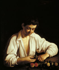 Caravaggio, Knabe, eine Frucht schaelend by klassik art