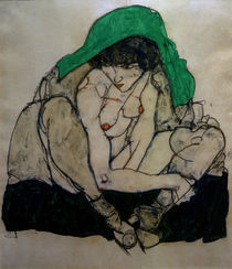 E.Schiele, Kauernde mit Kopftuch by klassik art