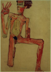 Egon Schiele, Kniender Selbstakt 1910 by klassik art