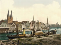 Luebeck, Trave und Altstadt / Photochrom by klassik art