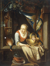 G.Dou, Junge Frau mit Apfelkorb by klassik art