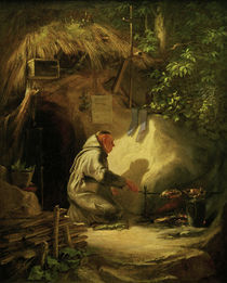 C.Spitzweg, Eremit, Huehnchen bratend von klassik art