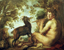 J.Jordaens, Pan (Floetenspielender Satyr) by klassik art